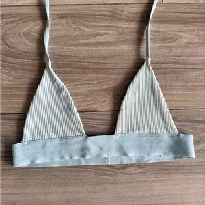 Frankie's Bikinis Light Blue Ribbed Bikini Top